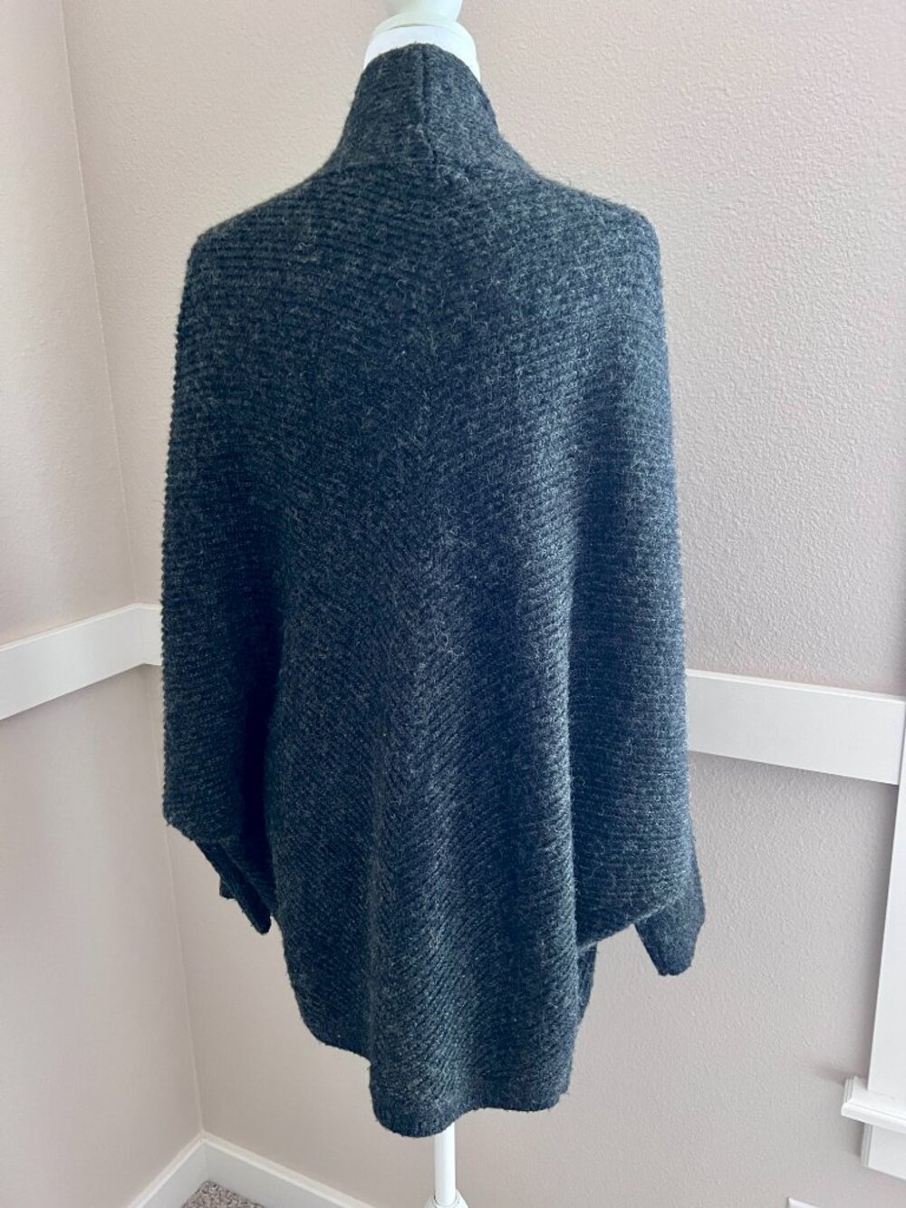 Anthropologie Sleeping on Snow Gray Wool Blend Open Front Oversized Cardigan - S - Picture 3 of 8